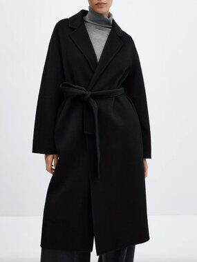 Mango handmade wool belted coat sz XS